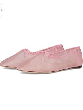 Loeffler Randall Landon  Ballet Flats Sz 6.5 Light Pink Mesh Leather NEW $250